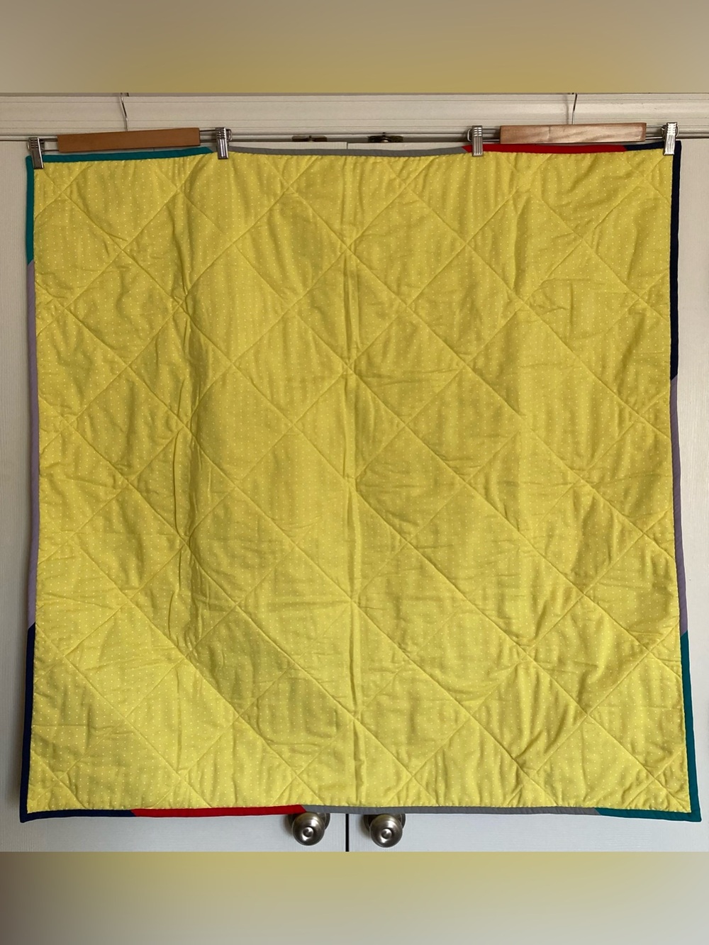 🪡 “Double Diamond” Handmade Cotton Large Crib Quilt - Picture 3 of 3